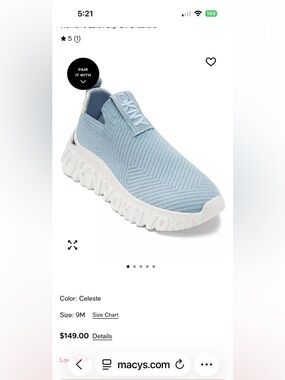 DKNY Celeste Light Blue Knit Slip-On Athletic Sneakers